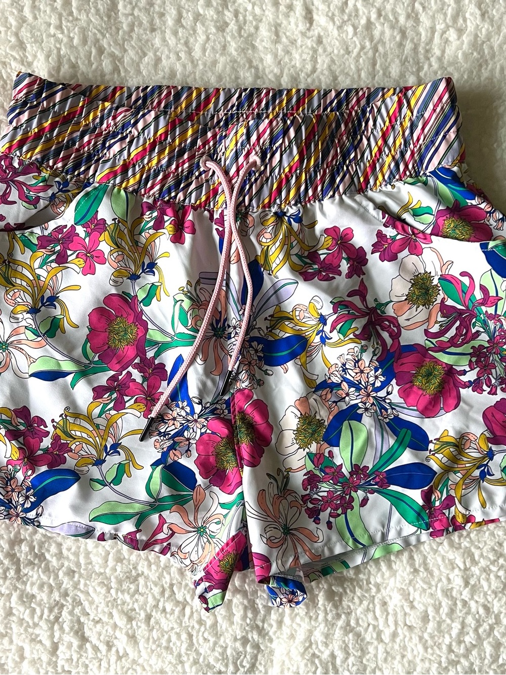 Johnny Was Floral Print Women’s Drawstring Shorts - Pink & Multicolor- M